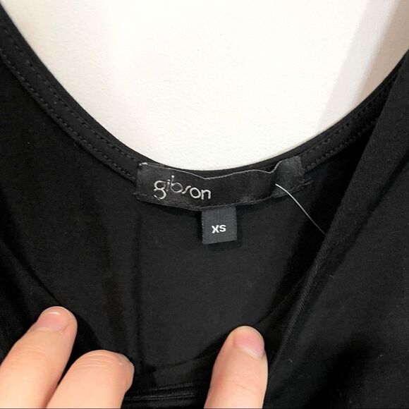 Gibson Basic Solid Soft Stretchy Sleeveless Tank Top Bodysuit Leotard in Black - Picture 5 of 7